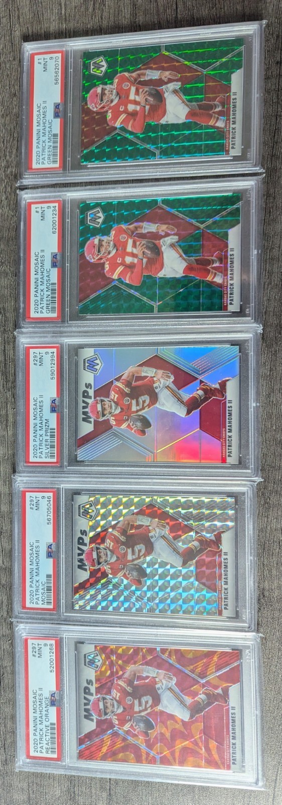 Patrick Mahomes FIRST YEAR NFL MOSAIC REFRACTOR 20 CARD PSA 9 SLAB LOT! 💎✨💯 view 4