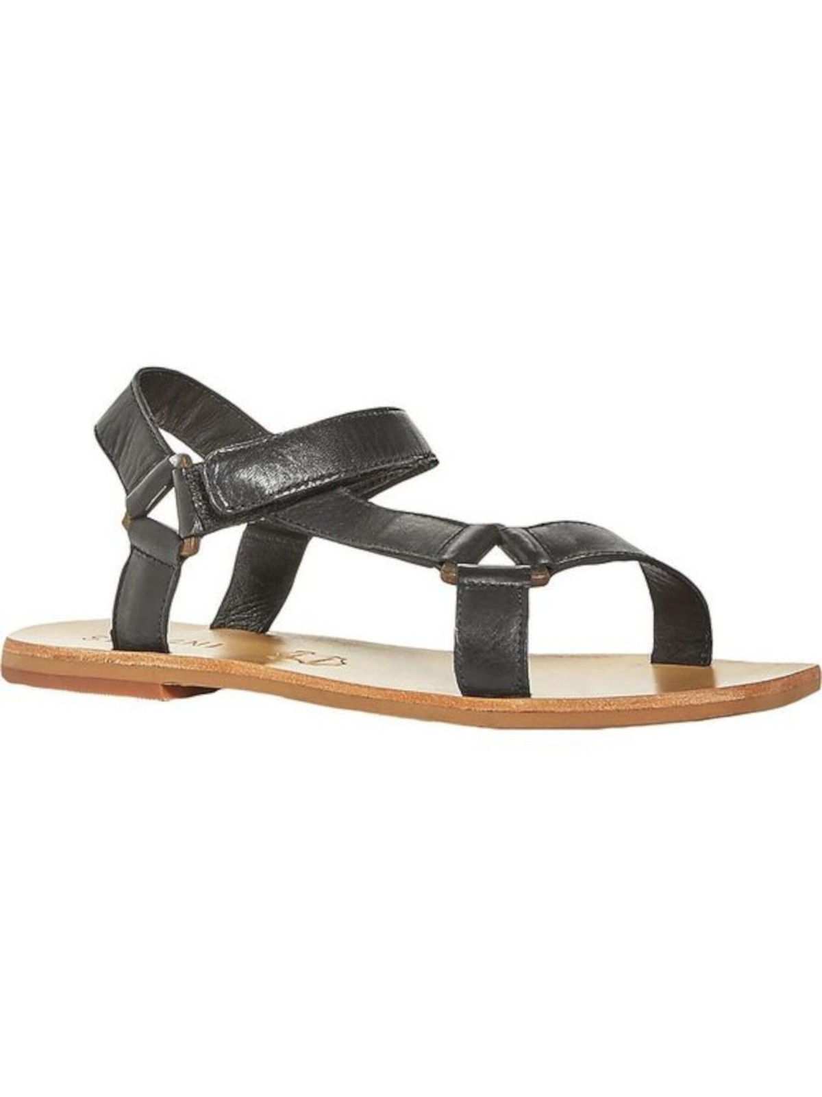 ST. AGNI Womens Black Sportsu Square Toe Block Heel Leather Gladiator Sandles 36