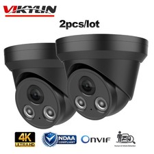 2 pack Black Vikylin 4K 8MP Security IP Camera Mic POE CCTV IR30 Outdoor Indoor