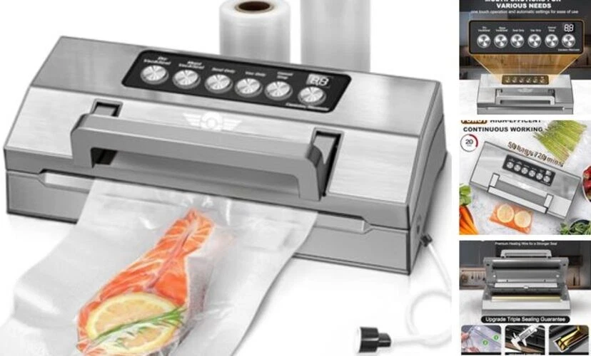 Precision Food Vacuum Sealer Machine, Fully Automatic Vacuum Sealing Grey