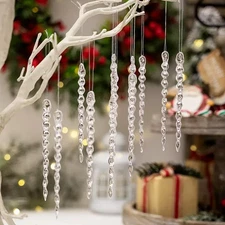 30Pcs Icicle Ornaments Clear Plastic Icicle Christmas Ornaments Acrylic Clear