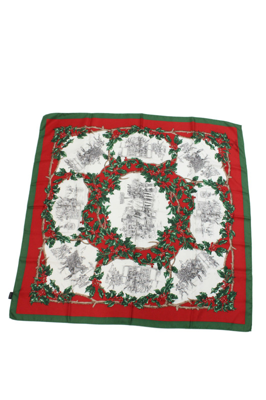 Brooks Brothers Womens Silk Holiday Scarf Green Size 34X34"