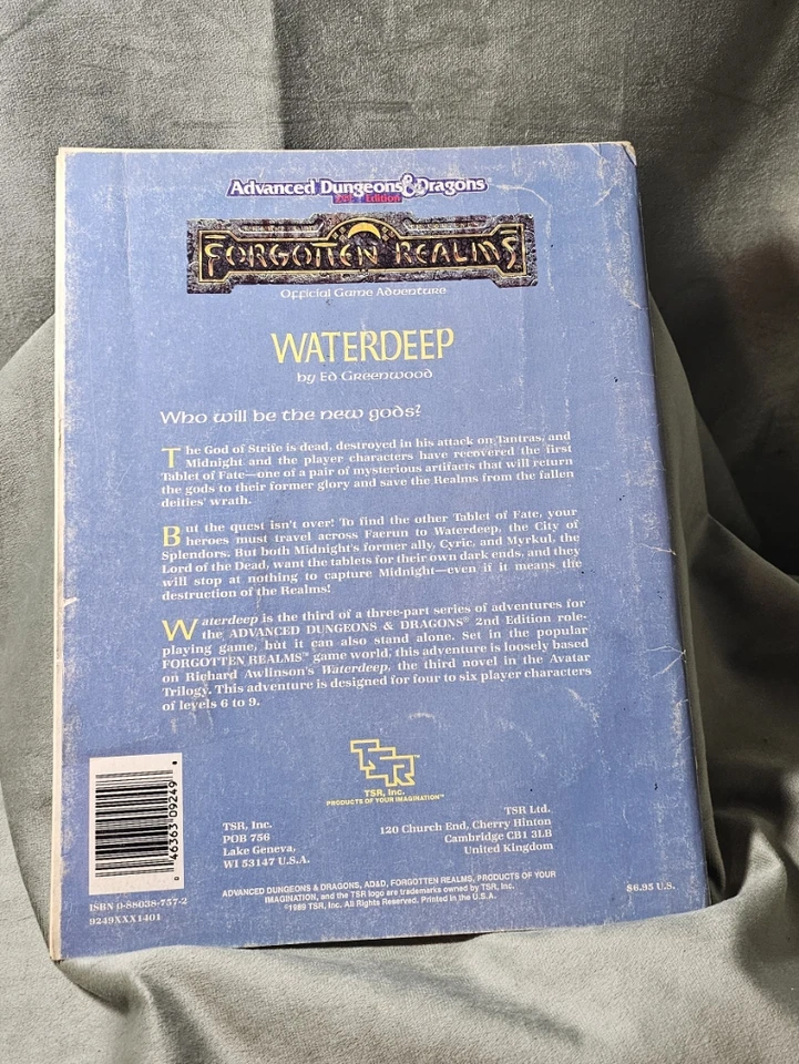 Forgotten Realms Waterdeep AD&D 1989 LIVRO COM MAPA RARO Vintage 9249 - Imagem 2 de 4