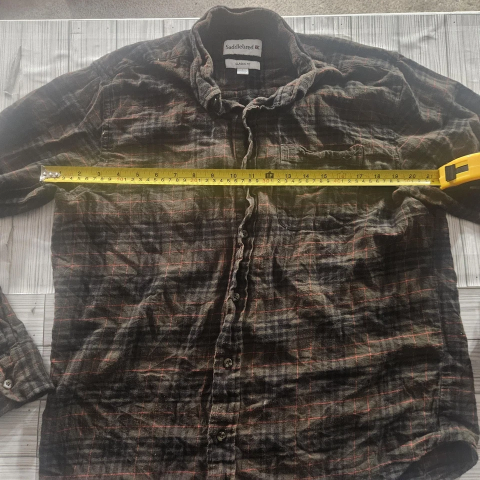 Camisa Saddlebred Para Hombre Grande Negra A Cuadros Calce Clásico Con Botones Manga Larga Foto 3 de 4