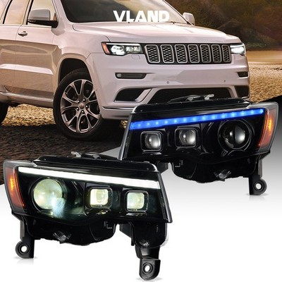 VLAND Pair LED Headlights For 2014-2022 Jeep Grand Cherokee w/Start-up Animation