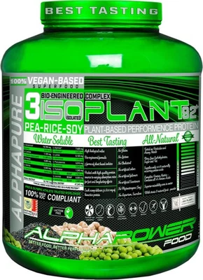 ALPHAPOWER FOOD Vegan Protein IsoPlant Pflanzliches Proteinpulver 2 kg Dose Soja Erbse Reis
