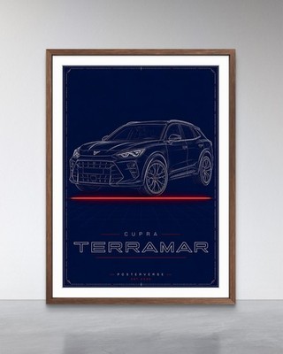 Cupra Terramar Bauplan Poster Wandbilddruck. Autoliebhaber | Kfz Geschenk
