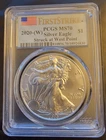 2020-W American Eagle MS-70 PCGS West Point Bullion Rare--0.999 Silver 1 Oz Coin