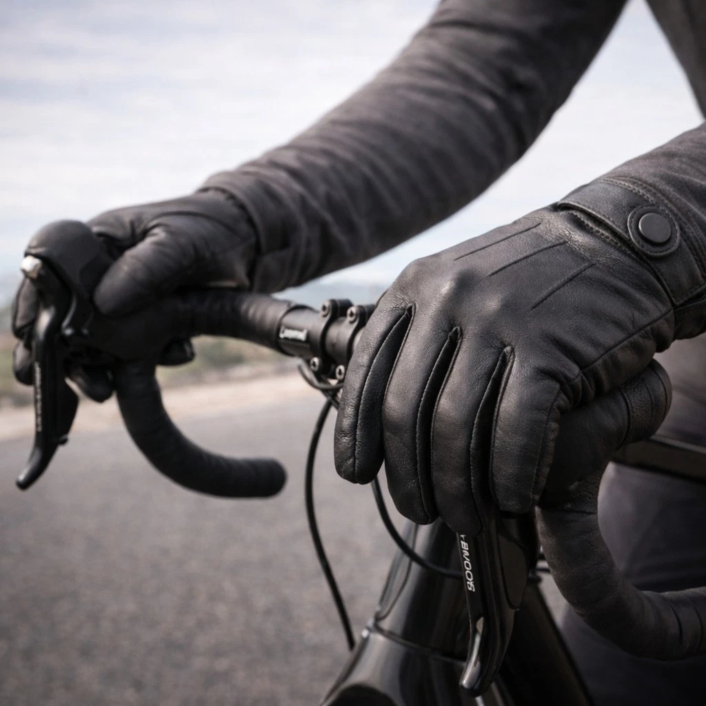 Winter Leather Gloves Sheepskin Cashmere Lined Touchscreen for Driving & Cycling