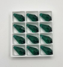 2 or 12pc Swarovski Crystal Emerald Teardrop 6000 Pendants; 11mm, 13mm, 15mm