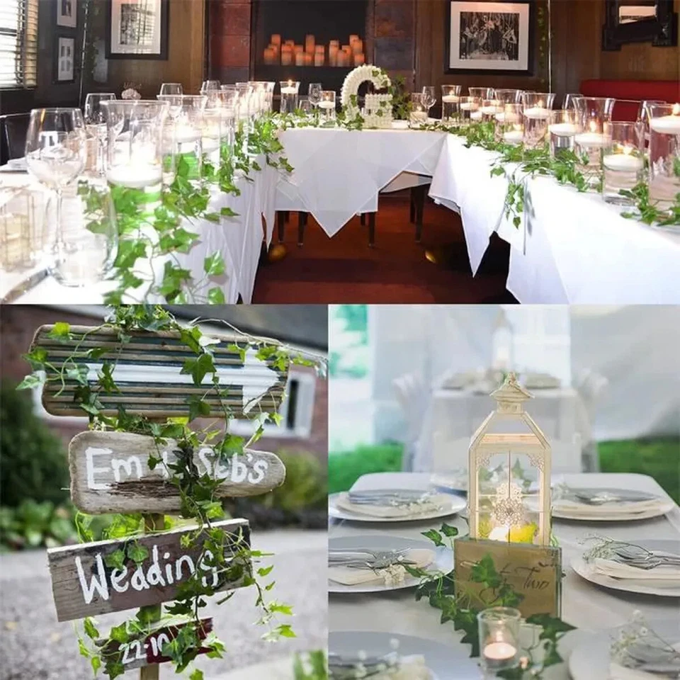 Guirlande de feuilles de lierre artificielle verte 12 pcs 2.1m décoration - Immagine 4 di 4