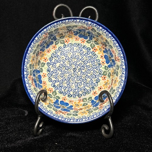CA Boleslawiec Unikat Polish Pottery Ceramic Bowl 6 1/4”  Signed J Okraska 1698 - Picture 1 of 9