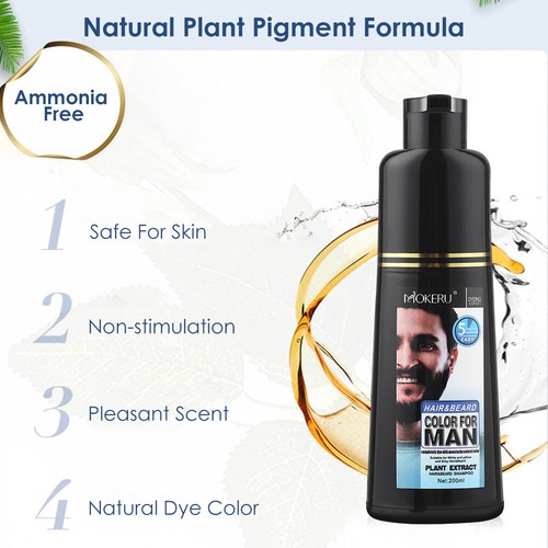 Permanent 3in1 Men's Mustache & Beard Dye Color Shampoo for Gray Hair Coverage - Picture 9 of 33