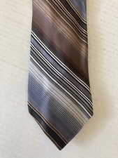 Murano Men's Necktie Tie Silk Black Gray Brown White Stripe Made in USA