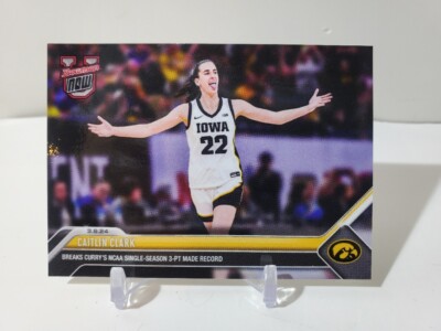 2023 Bowman U Now #63 Caitlin Clark Iowa Breaks Curry's NCAA 3 Point Record Card