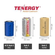 Tenergy Sub C 2200mAh and 4/5 Sub C 1300mAh 1.2V NiCD No Tabs or With Tabs Lot