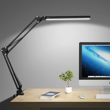 Adjustable LED Desk Lamp Eye-Caring Desk Light with Clamp Swing Arm 3 Color Mode