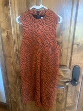 anthropologie size large orange jacquard metallic brigitte tiger dress