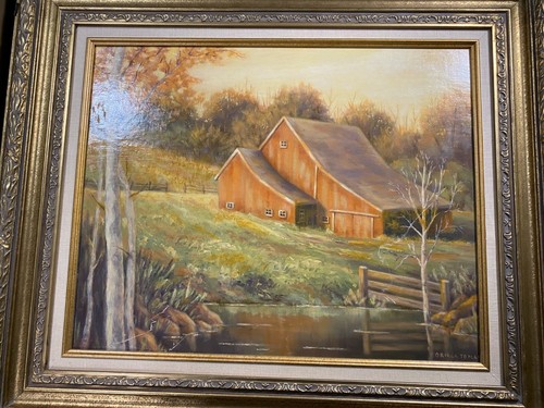 Oriela Tomai "Landscape With Barn Scene" Oil Painting - Signed And Framed - Picture 6 of 12