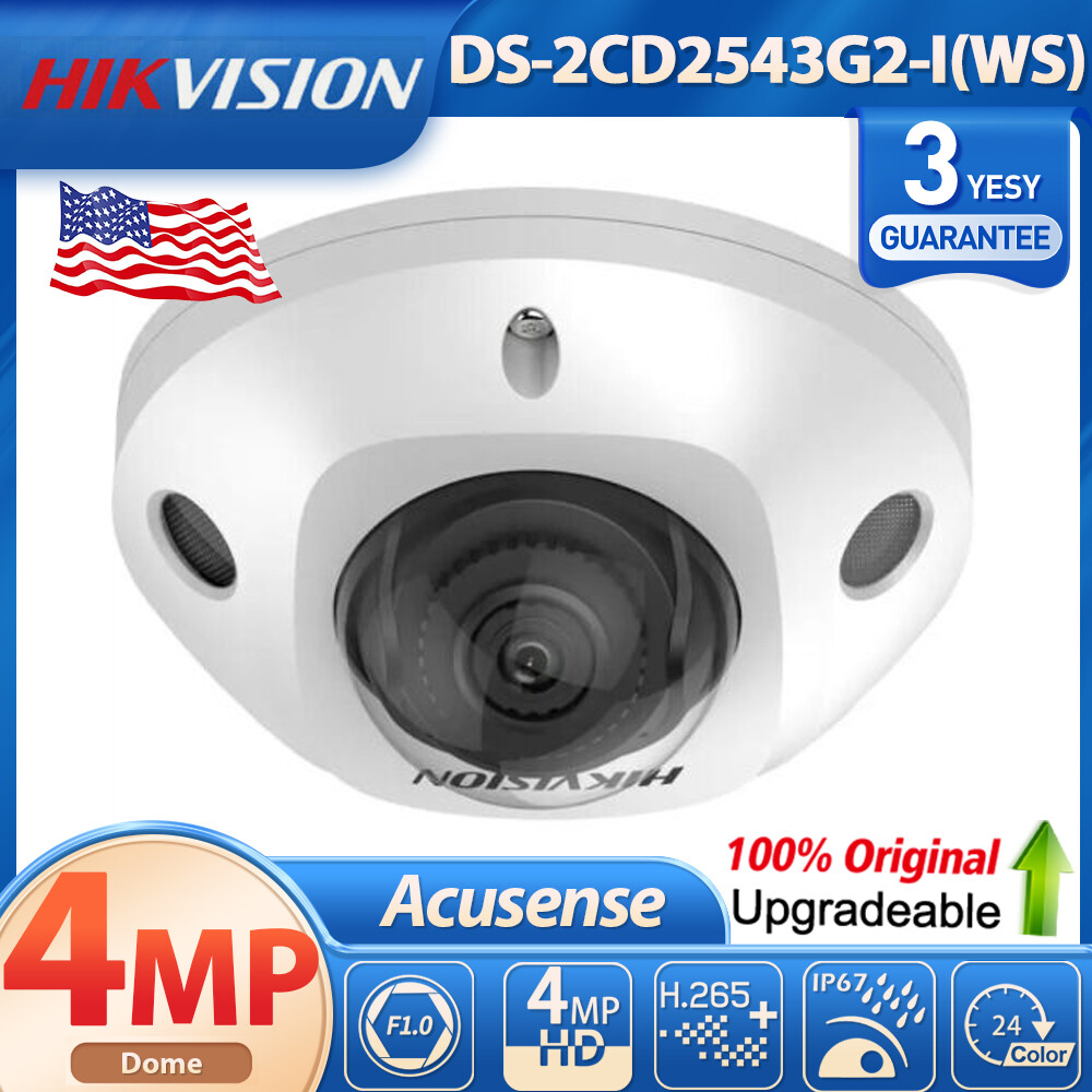 New Hikvision 4MP DS-2CD2543G2-IWS AcuSense Dome IP Camera 2.8mm IK08 MIC Mini Security Camera