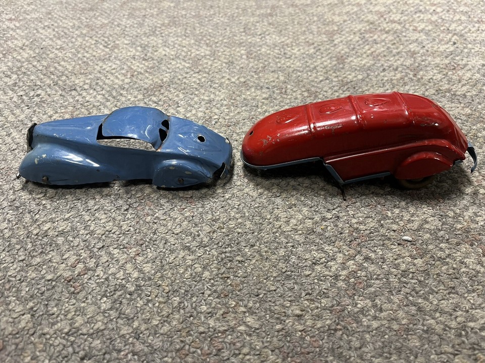 + Rare Vintage Pressed Steel Marx Wyandotte Blue Streamline Car w/ Red