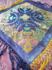 Vintage Taj Mahal Piano Fringes Shawl Elegant Ethnic Scarf Wrap item1009