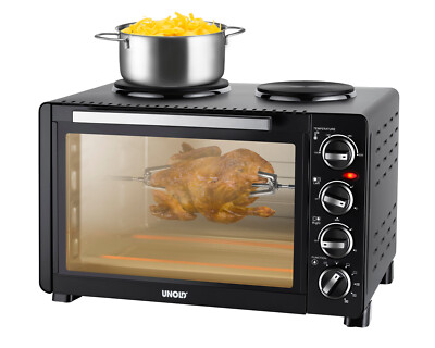 Unold Kleinküche 68885 All-in-One | 30 L Backofen, Drehspieß & Kochplatten