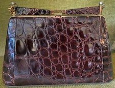 1950's 1960's VINTAGE CROCODILE ALLIGATOR PURSE HANDBAG RARE