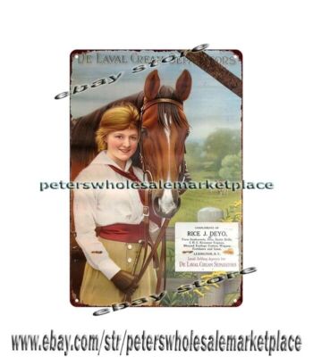 lodge cafe s 1918 DE LAVAL CREAM SEPARATORS CALENDAR art cowgirl horse tin sign