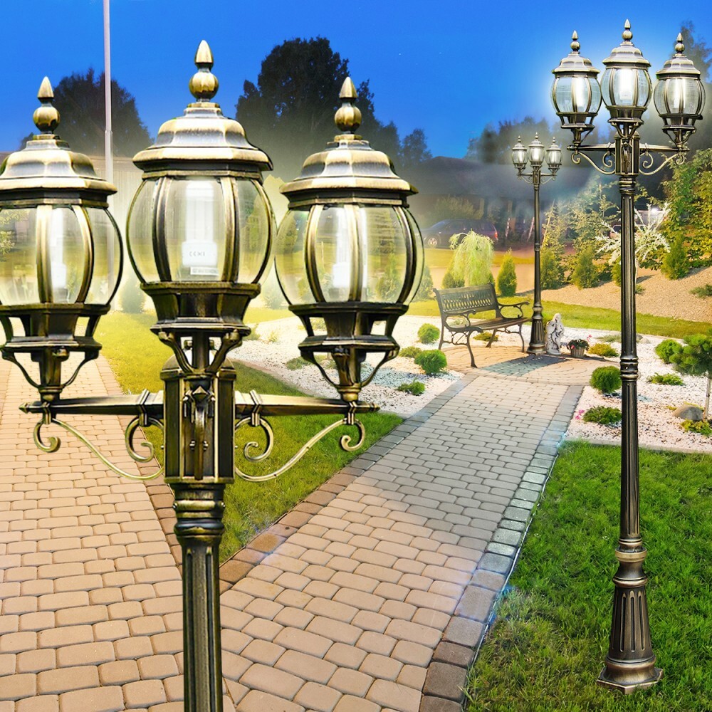 Lampada da terra candelabro marrone-oro per esterni foto 2