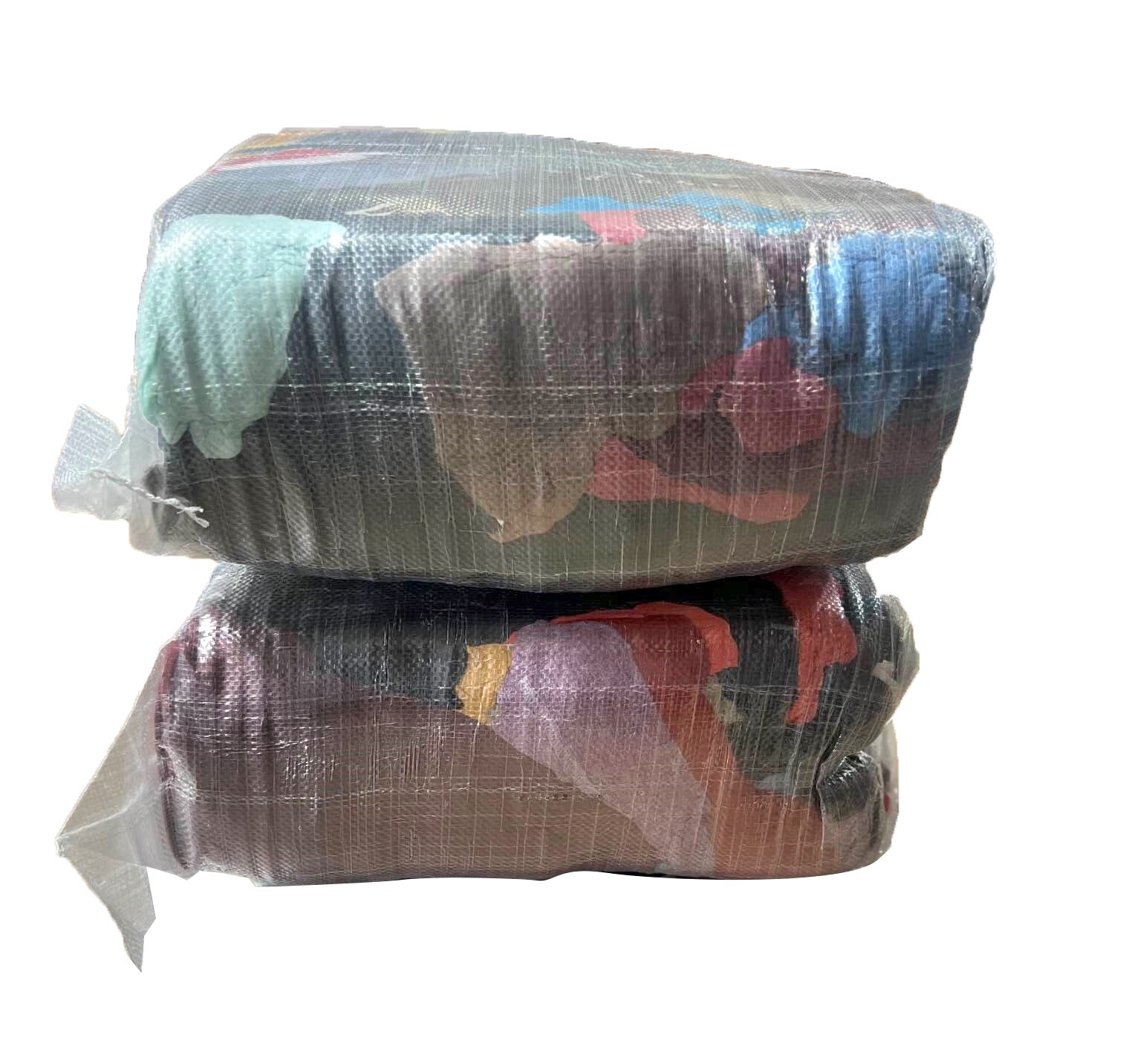 Colored Recycled T-Shirt Rags 2- 25lb Compressed Bags - 50 lbs - Multi ...