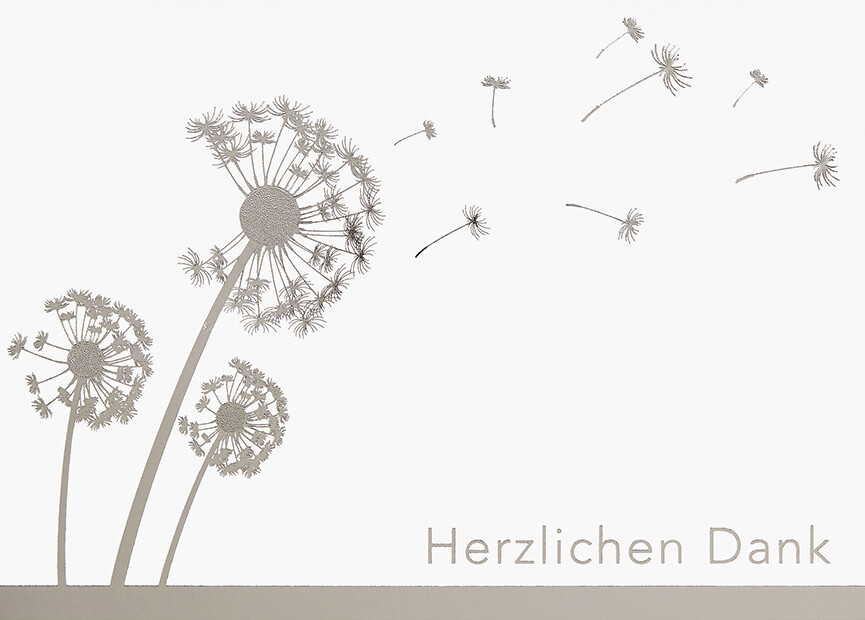 Trauer Mehrstückpackung 5 Danksagungen Pusteblume für die erwiesene Anteilnahme