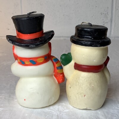 Vintage LOT OF TWO Christmas Frosty The Snowman Candle Never