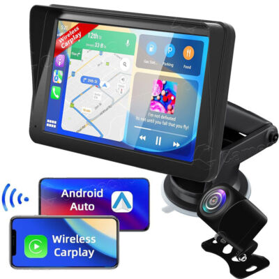 Apple CarPlay 7'' Portable Car Stereo Radio Android Auto Touch Screen w/ Camera
