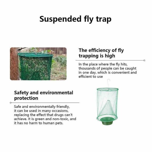4 X Reusable Fly Catcher Ranch Fly Trap Cage Net Pest Bug Trapper Outdoor Garden - Picture 7 of 12