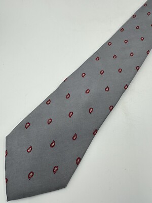 Alberto Zerra Gray Red Teardrop ITLY VTG Designer Ties Silk Mens Necktie Classic
