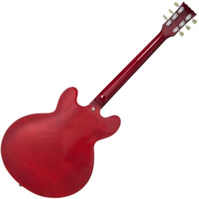 Vintage VSA500CR VSA500 Semi-Hollow Guitar, Cherry Red w/ Cable
