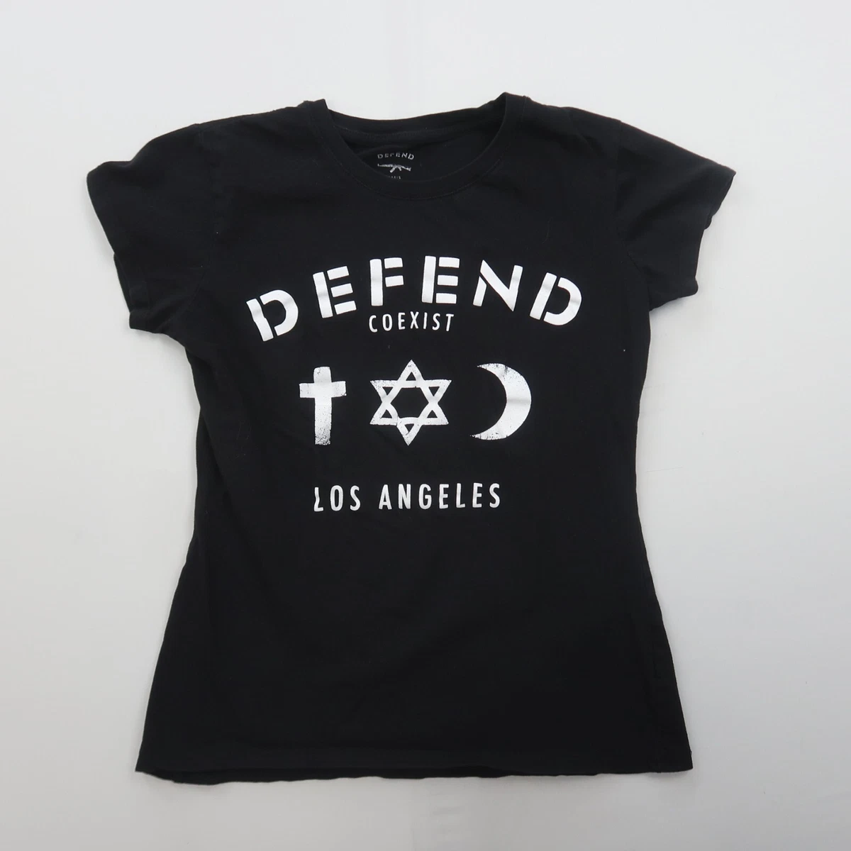 Defend Coexist Los Angeles Womens T Shirt Size Small Black Cap