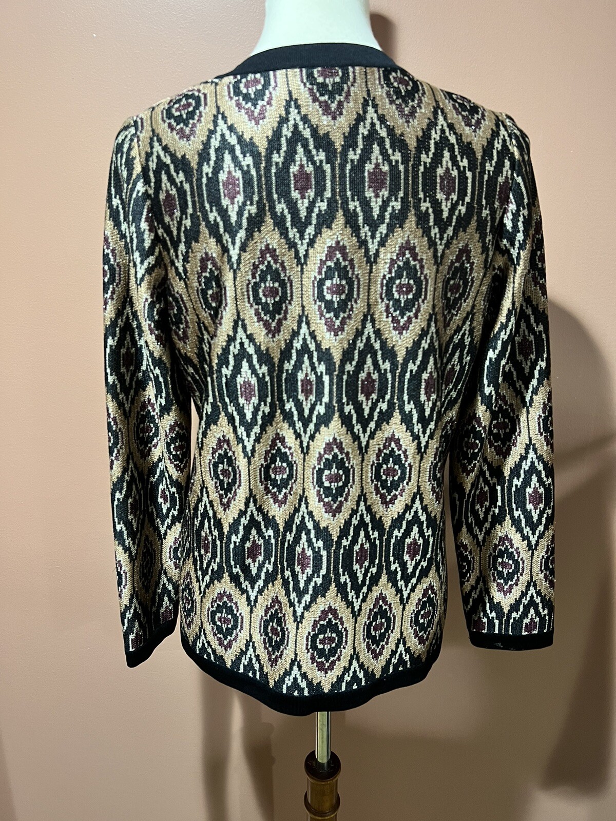 exclusively misook multi brown printed buttons kn… - image 3