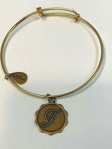 Authentic Bella Ryann Initial T Letter Gold Plated Expandable Bangle Bracelet
