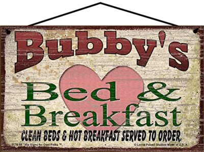 Bubby's Bed and Breakfast Sign for Grandma Mother's Day Gift Home B&B Decor