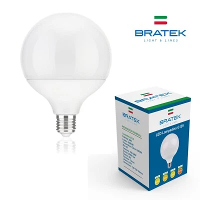BRATEK Lampada Led e27 Globo Lampadina Grande G125 20w Luce 4000k Fredda Calda Potente