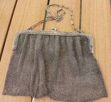Antique 800 Silver Mesh Bag Chain Evening Hand Bag Purse 285 Grams