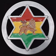 Lion of Zion Reggae Star Flag Belt Buckle