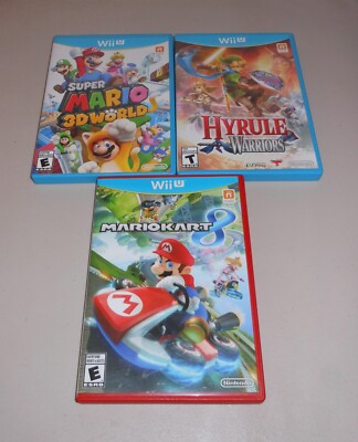 Three Wii U Games - Super Mario 3D World, Hyrule Warriors, Mariokart 8 Untested