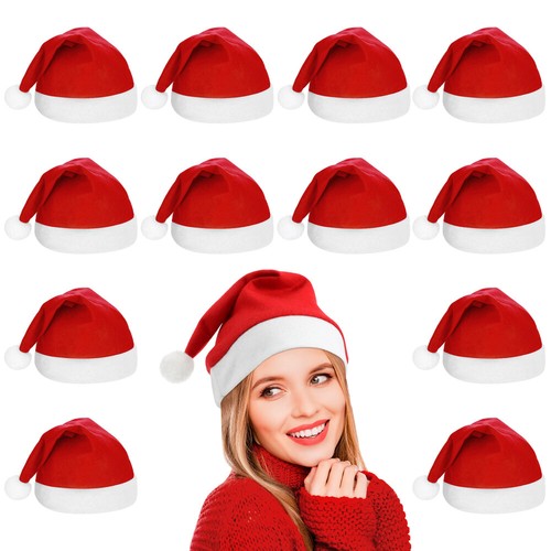 Cappello Babbo Natale Adulto 12 Pezzi Copricapo Vacanze Festive Babbo Natale Uomo e Donna