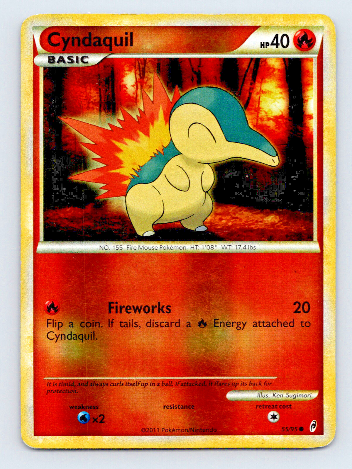 Pokemon Rare Reverse Foil Cyndaquil 55/95 CCG TCG Card Nintendo Basic