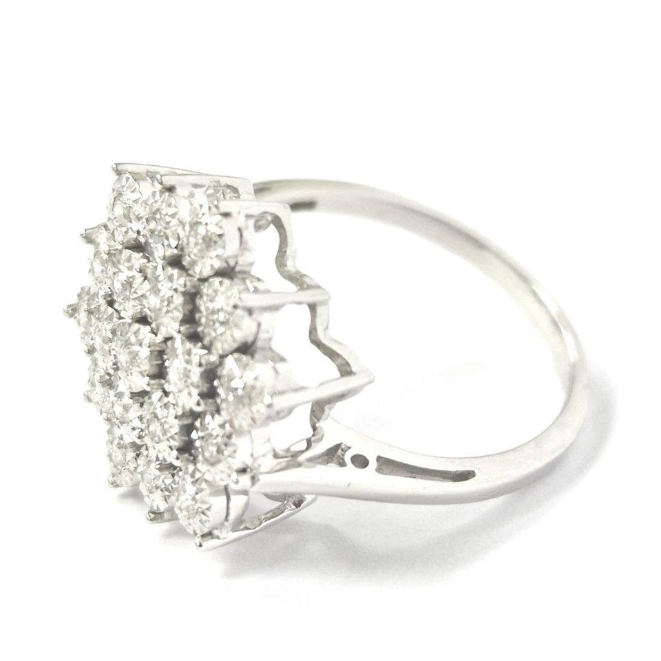 9ct White Gold Diamond Cluster Ring illusion Set Flower 0.20ct Hallmarked - Image 4 of 4