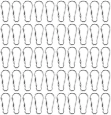 100pcs Mini Aluminum Bulk Carabiner Spring Clip Hook Keychain 2inch, silver 