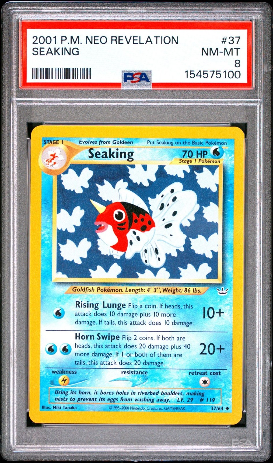 PSA 8 NM-MT Seaking Neo Revelation Rare Pokemon Card 37/64